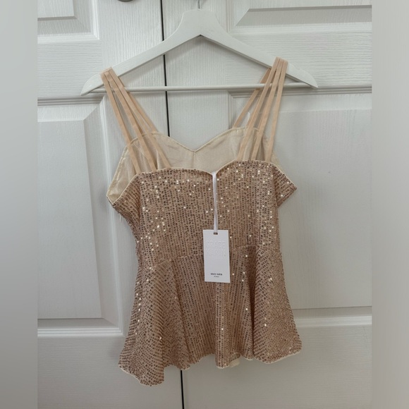 Grace Karin Shimmer Sequin Peplum Top Champagne - Picture 4 of 4